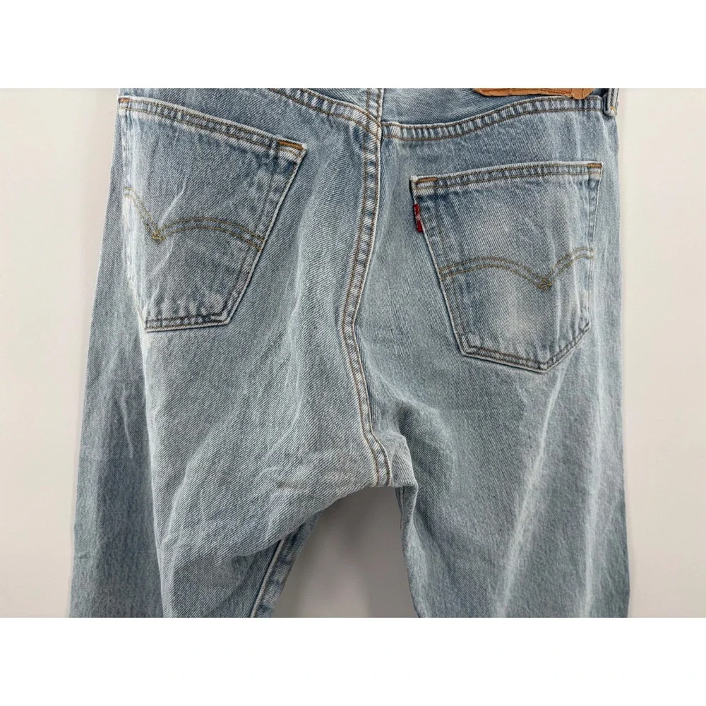 Levis 501XX Mens 34x30 Jeans Y2K  Light Distressed Blue Workwear Faded Denim